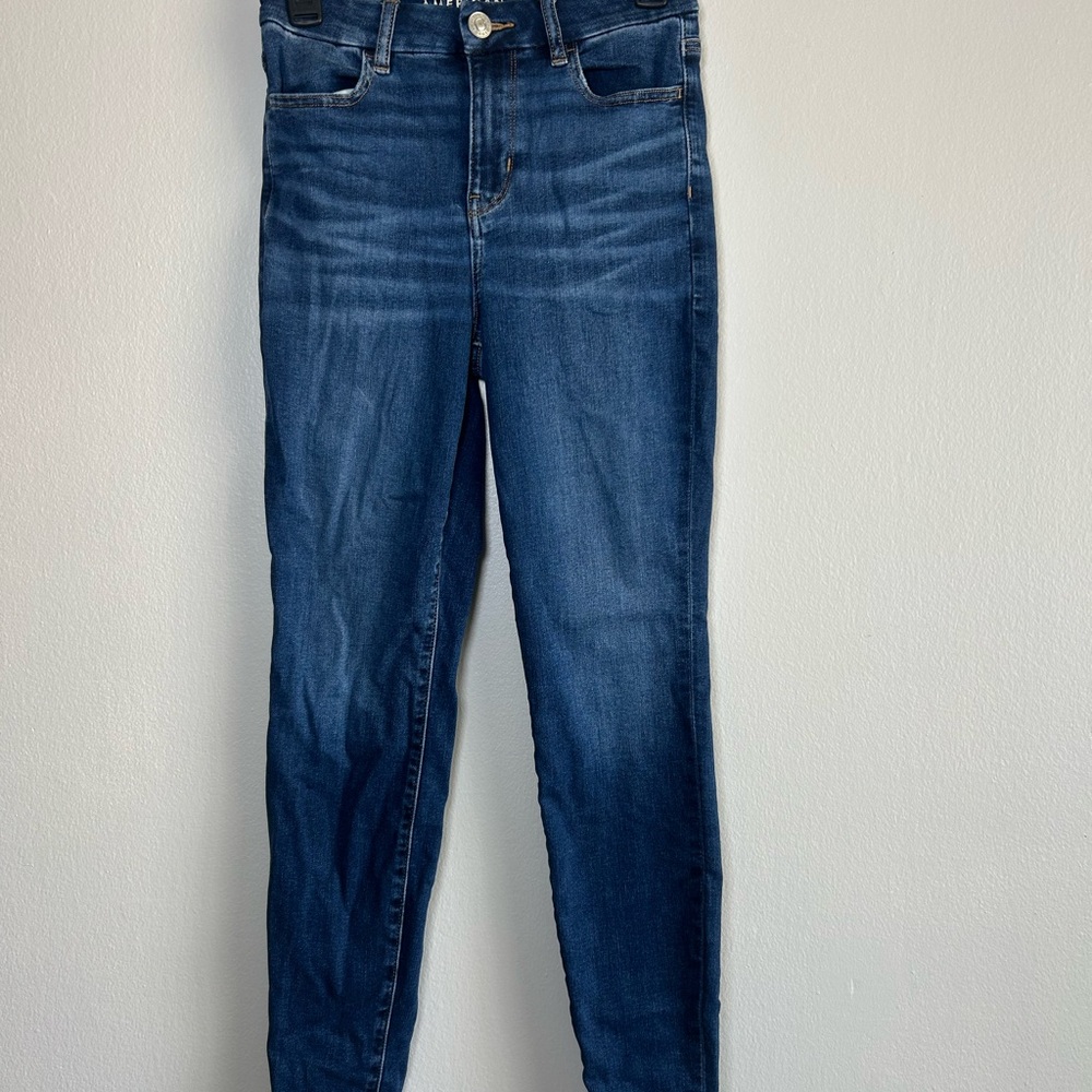 Womens American Eagle Outfitters Dark Blue Skinny Jeans